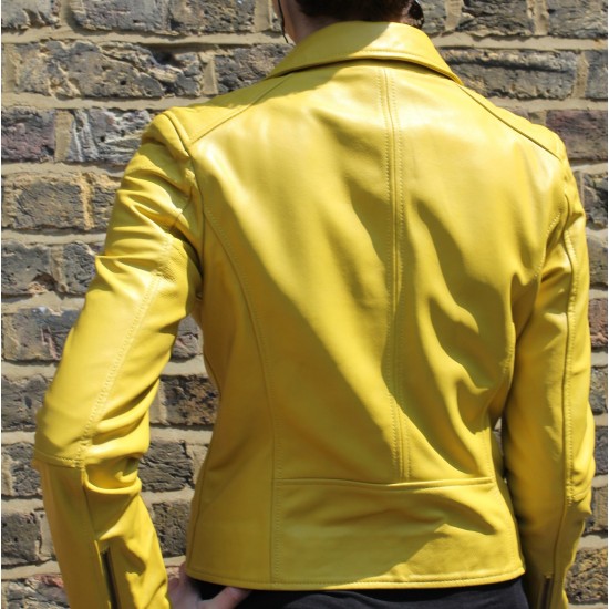 Biker Jacket Yellow Leather